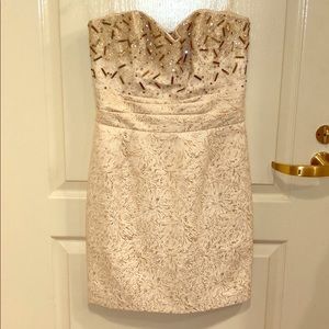 Badgley Mischka Collection cream cocktail dress